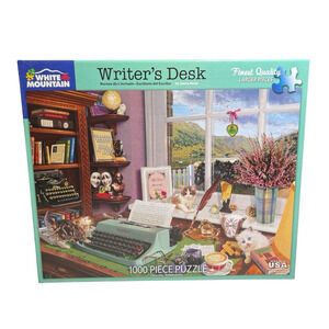 White Mountain Puzzle Writer's Desk Complete 1000 Pieces Steve Read Art
